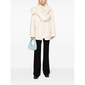 JNBY Scarf Collar Wool Blend Coat Women Cream Ivory One Size